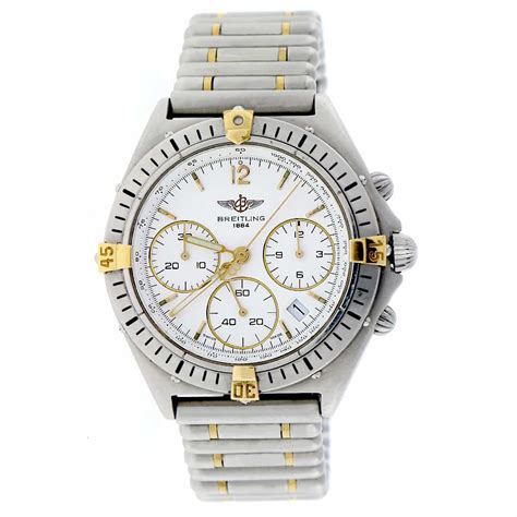 stainless steel breitling silver bezel white dial|breitling chronomat set.